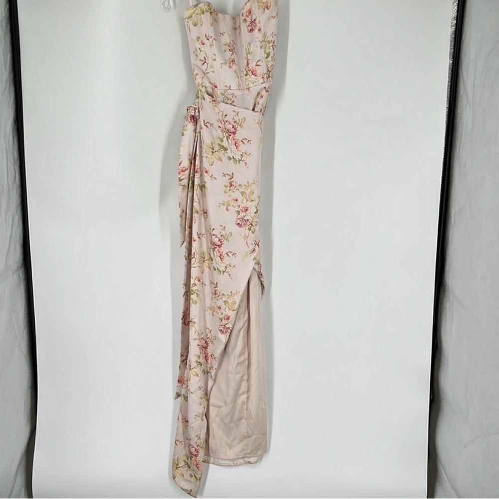 V. Chapman Strapless Floral Dress in Cream and Pink - Picture 5 of 7